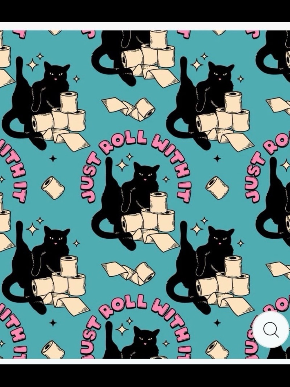 Black Cat 'Just Roll With It' Patterned scrub cap - Teal & Pink